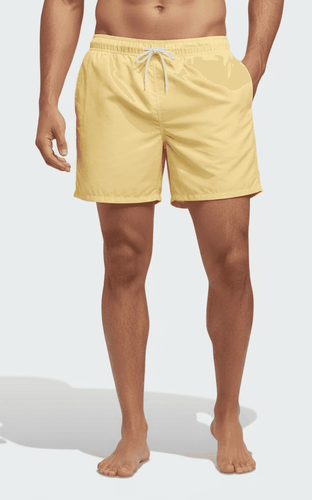 Solid Essential Swim Trunk Yellow, adjustable drawstring waist, bright sunny color for simple beach days